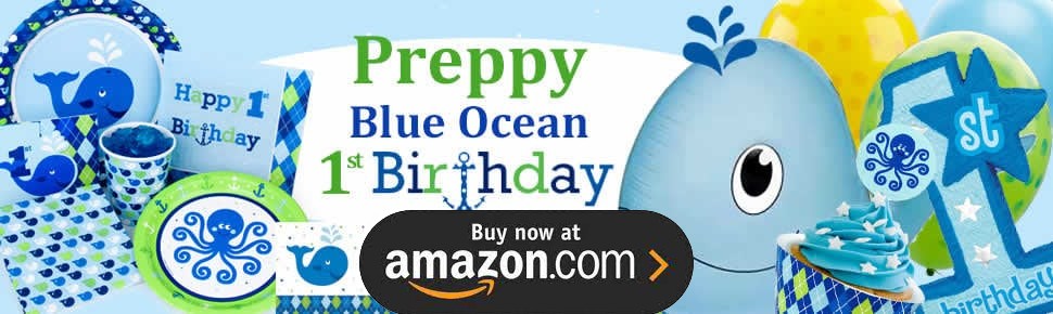 Preppy Boy Ocean 1st Birthday Party Supplies